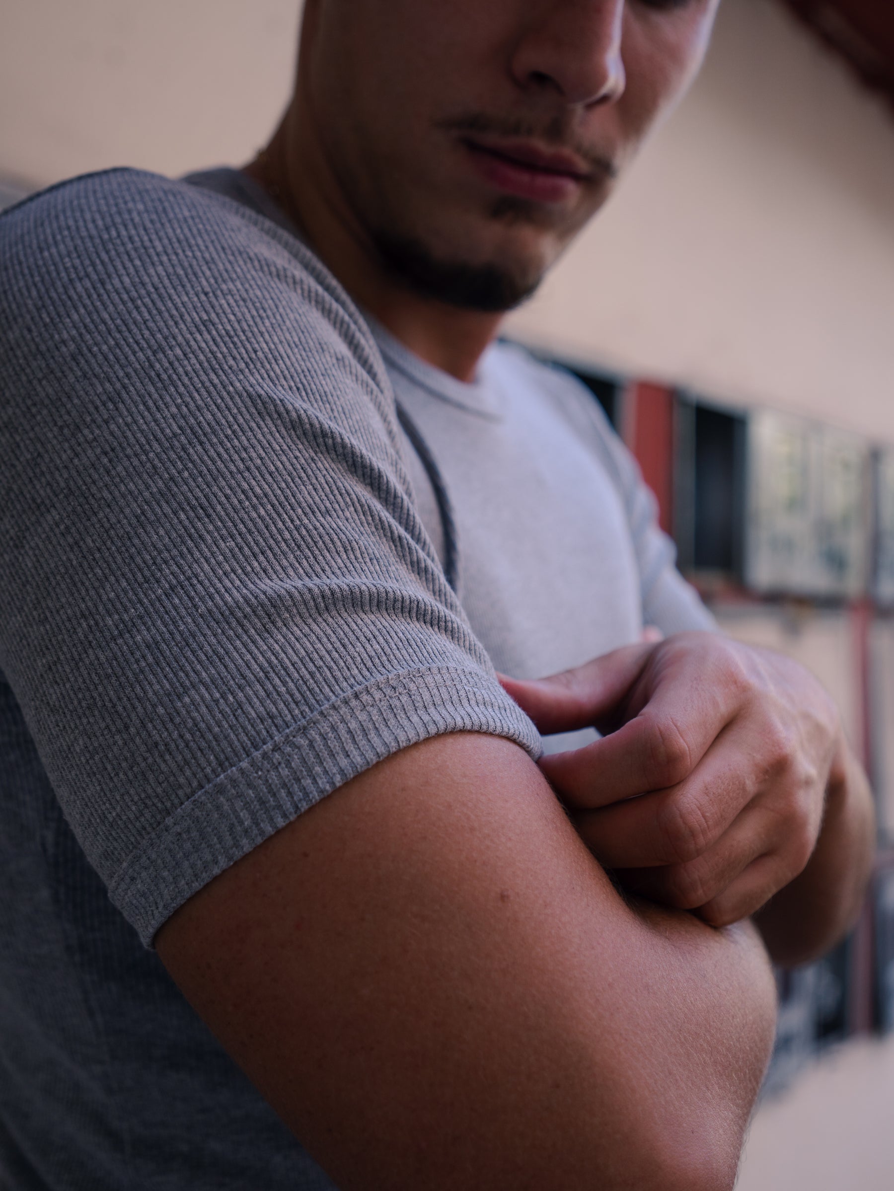 Camiseta Canelada Slim Cinza