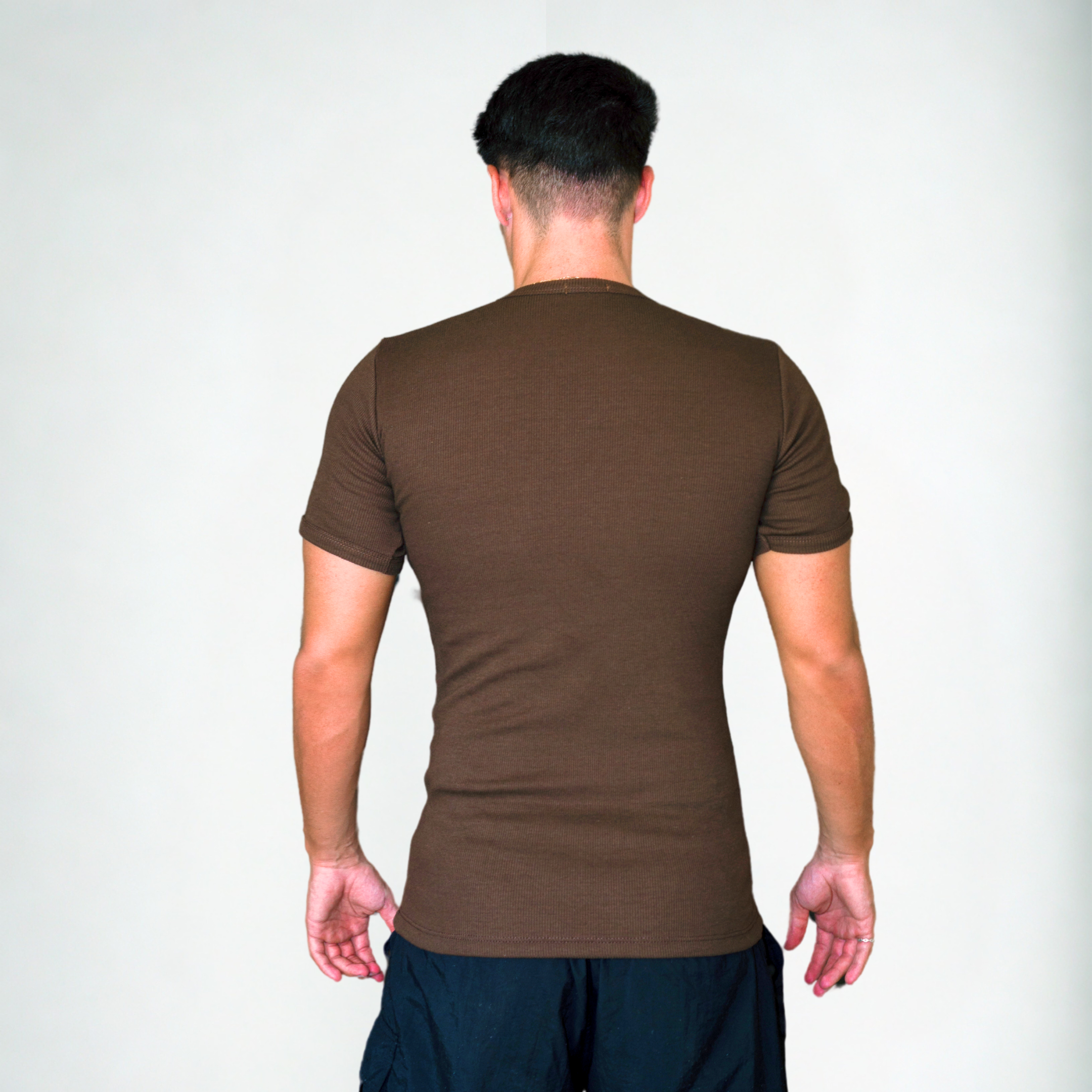 T-shirt Ribbed Slim Brown