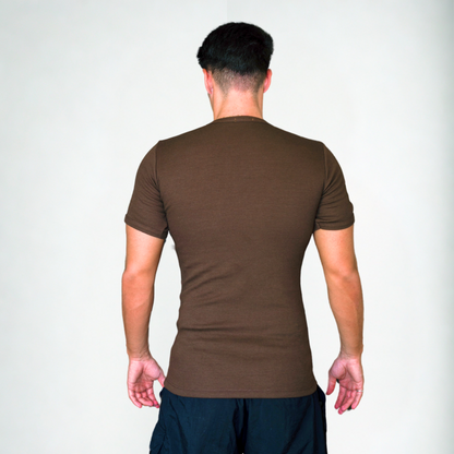 T-shirt Ribbed Slim Brown