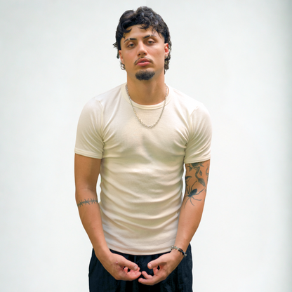 T-shirt Ribbed Slim Off White