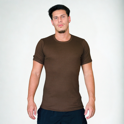 T-shirt Ribbed Slim Brown