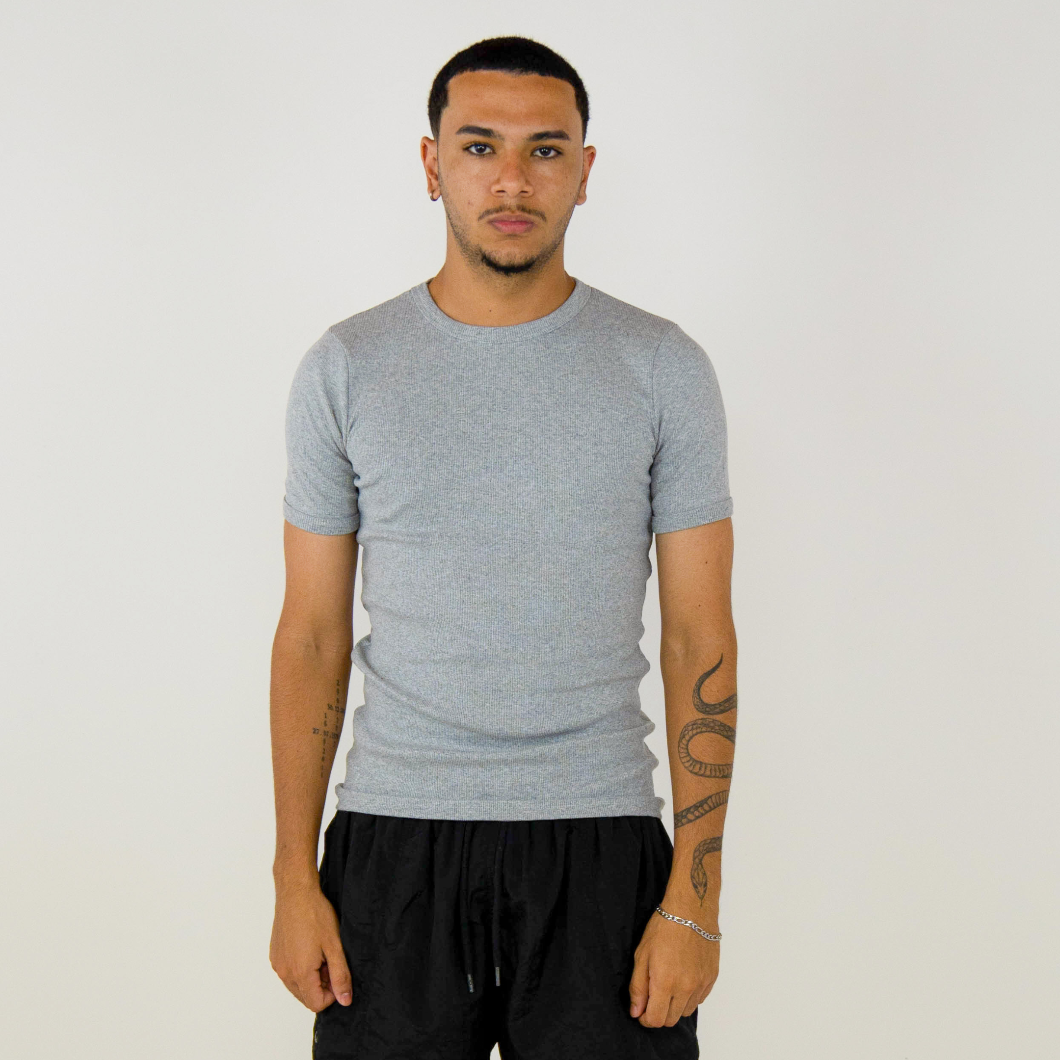 T-shirt Ribbed Slim Gray