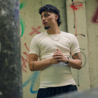 T-shirt Ribbed Slim Off White
