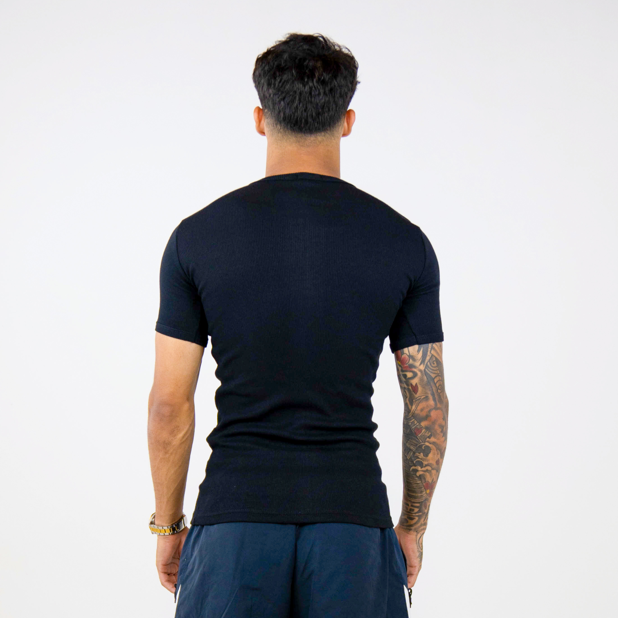 T-shirt Ribbed Slim Preta