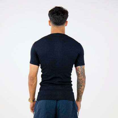 T-shirt Ribbed Slim Preta