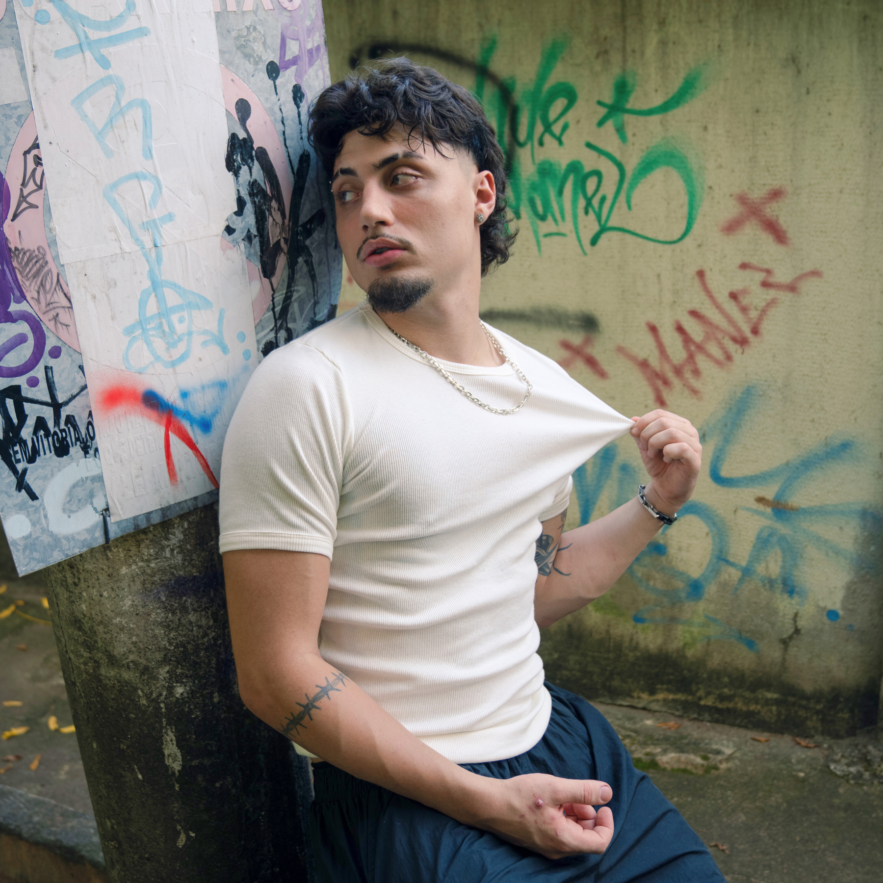 Camiseta Canelada Slim Off White