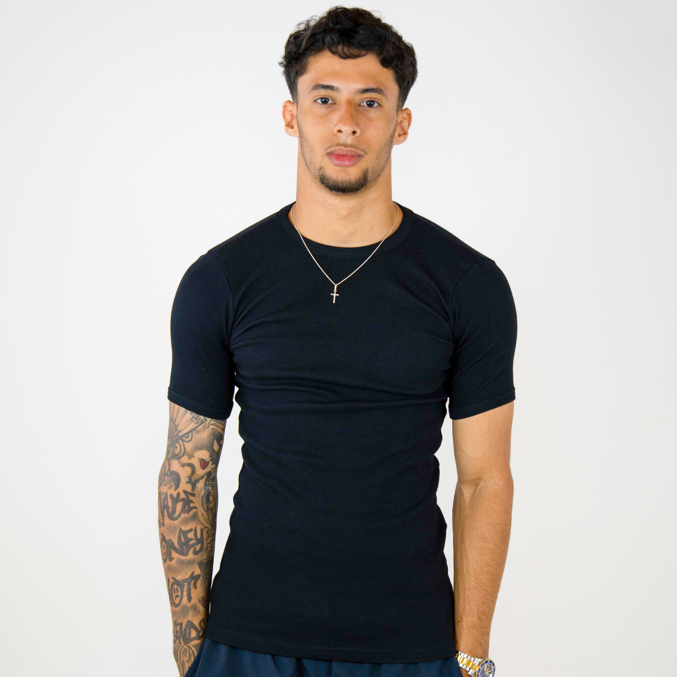 T-shirt Ribbed Slim Preta