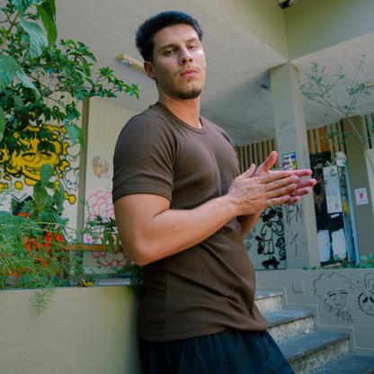 T-shirt Ribbed Slim Brown