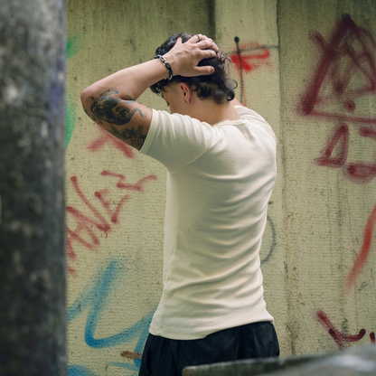 T-shirt Ribbed Slim Off White