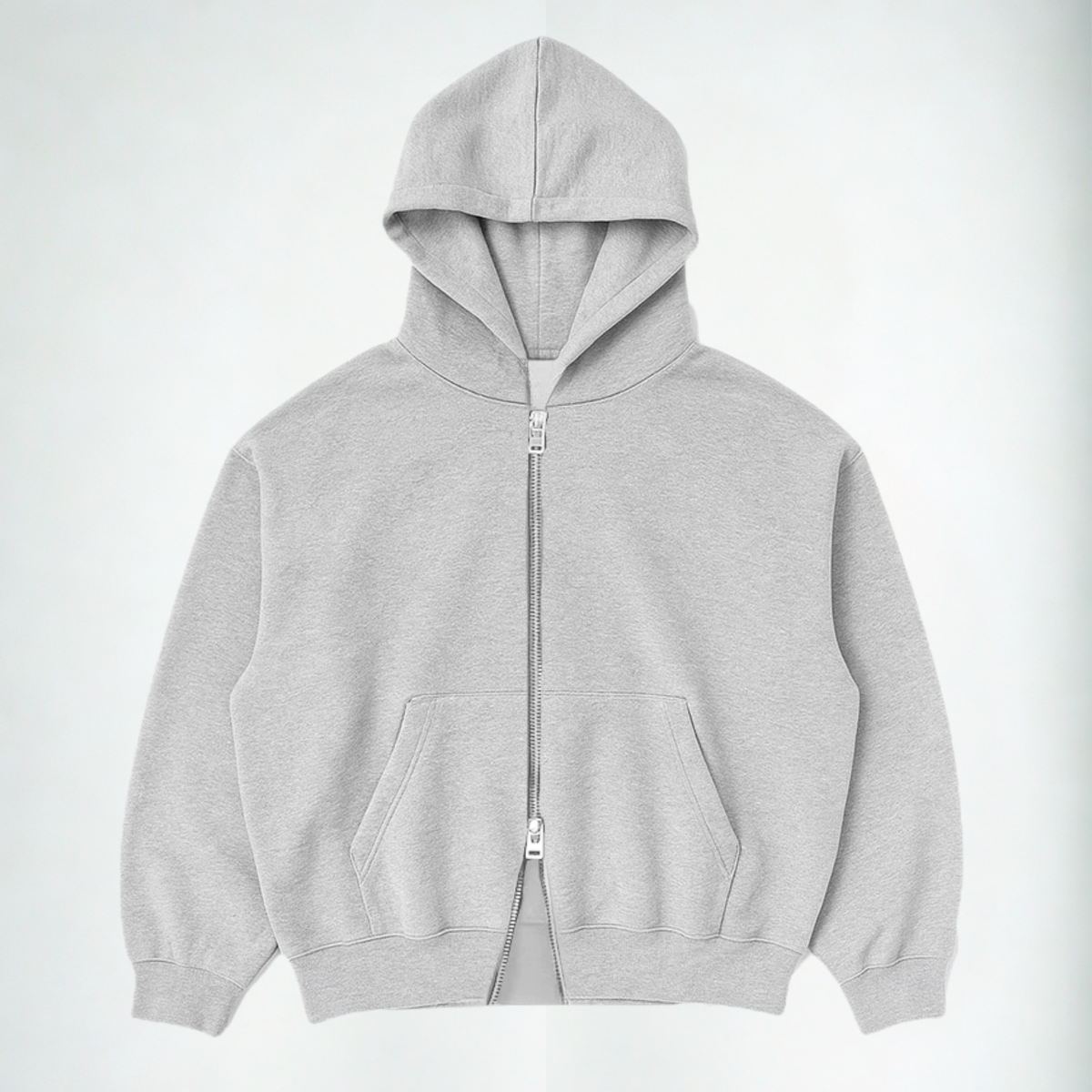 Casaco Moletom Double Zip Cinza