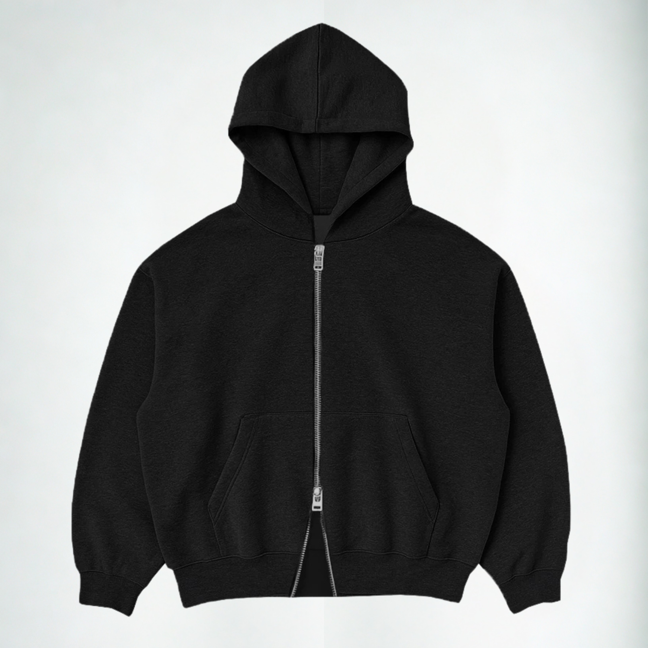 Double Zip Hoodie - Black