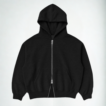 Double Zip Hoodie - Black – FLEECE