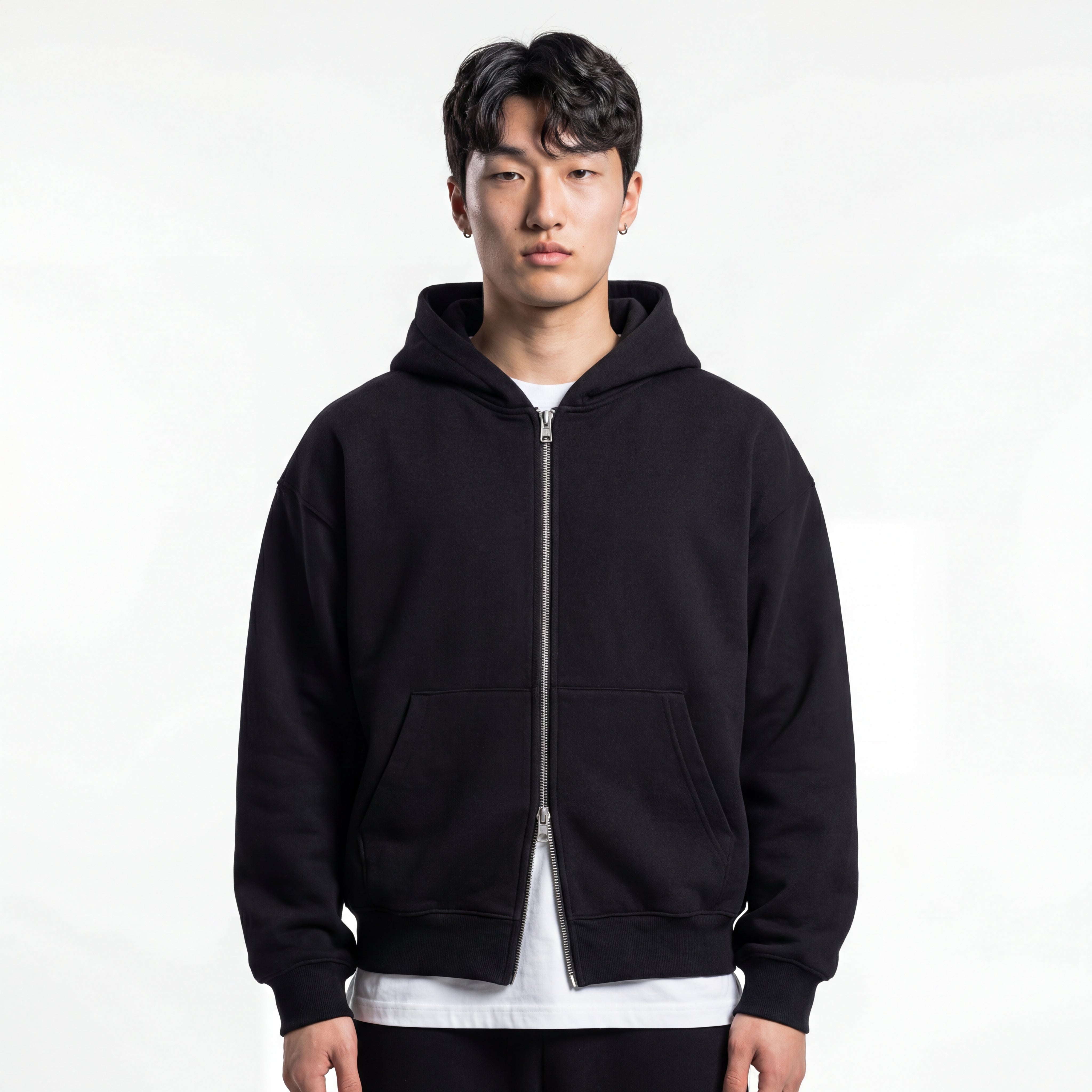 Double Zip Hoodie - Black – FLEECE