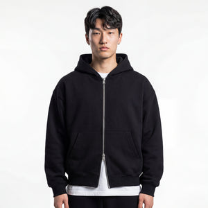 Double Zip Hoodie - Black